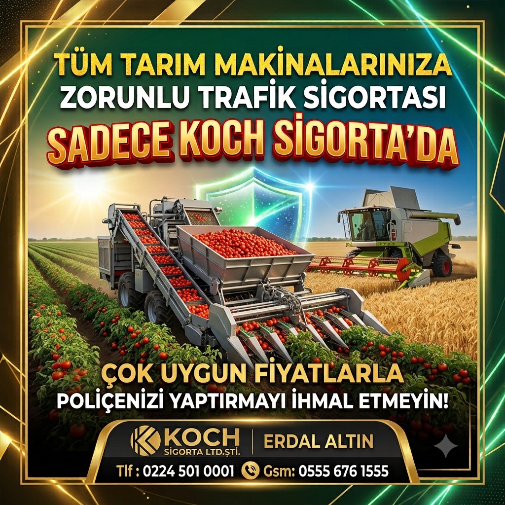 Tarım makineleri için trafik sigortası afişi